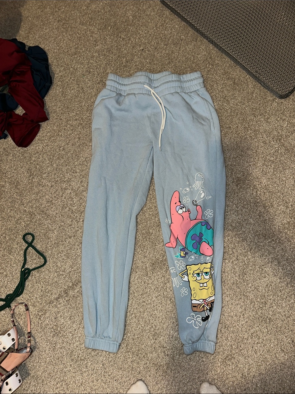SpongeBob SquarePants Light Blue Kids Joggers with Patrick & SpongeBob Print